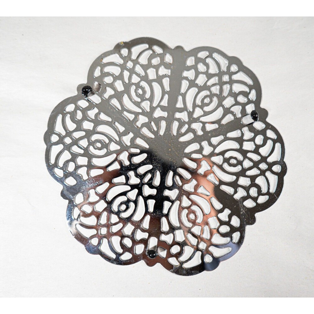 Vintage Irvinware Trivet USA Chrome Plated 1970s ornate kitchenware collectible